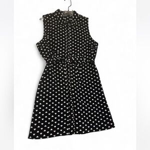 Forever 21 sz M navy blue Dress with White Heart polka dot Design shirt dress